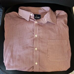 Stafford Men’s Red Micro-Check Button-Down Shirt